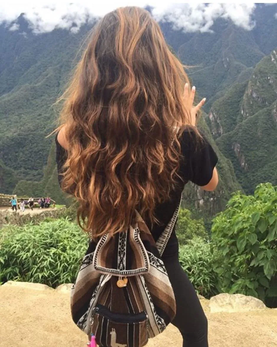 Long wavy hair styling